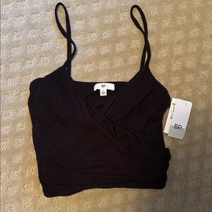 bp Black Ribbed Wrap Crop Tank, Small NWT